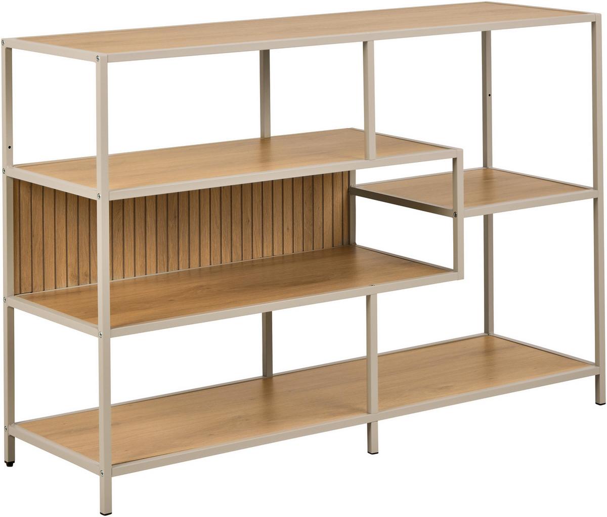 REGÁL SEAFORD - šedá/barvy dubu, Moderní, kov/kompozitní dřevo (114/78/35cm) - Bessagi