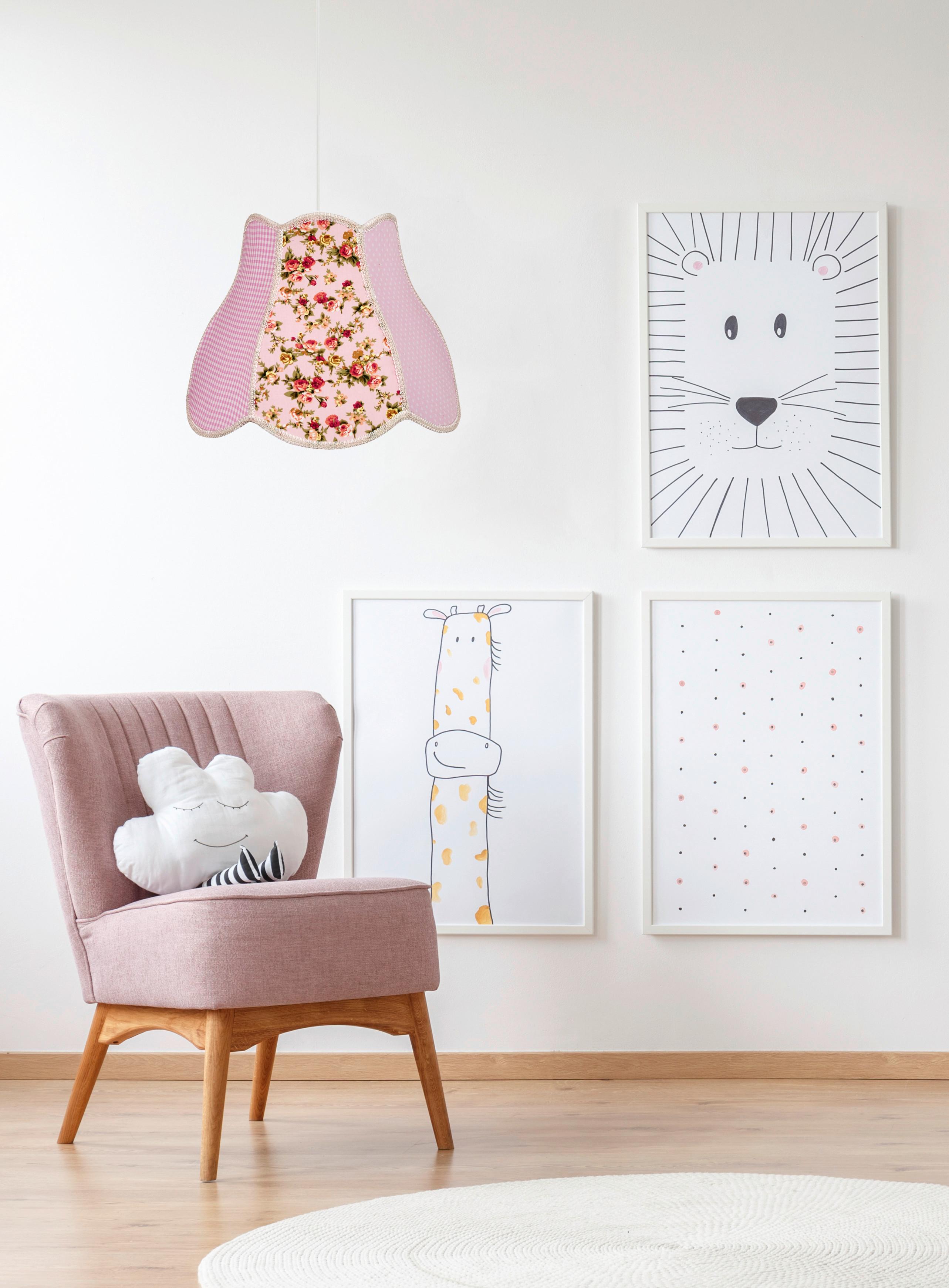 Pendelleuchte Zuza - Pink/Weiß, KONVENTIONELL, Kunststoff/Textil (35/35/90cm)