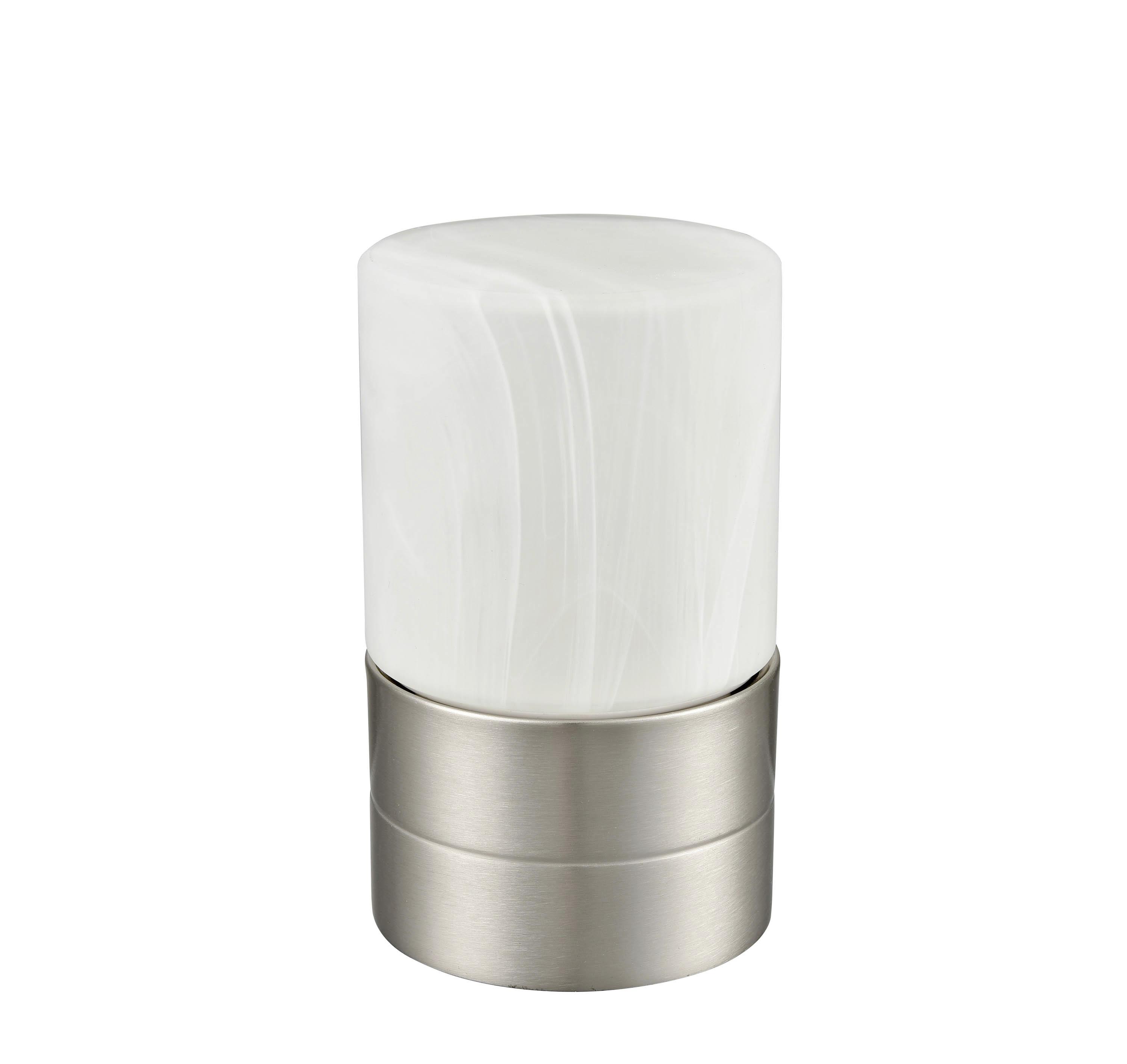 Tischlampe Eva Nickelfarben/ Weiß mit Touch-Funktion - Weiß/Nickelfarben, ROMANTIK / LANDHAUS, Glas/Metall (9/15cm) - James Wood