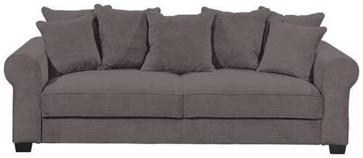 2-Sitzer-Sofa Mit Schlaffunktion Maureen B:250cm - Dunkelgrau/Schwarz, KONVENTIONELL, Textil (250/95/125cm) - MID.YOU