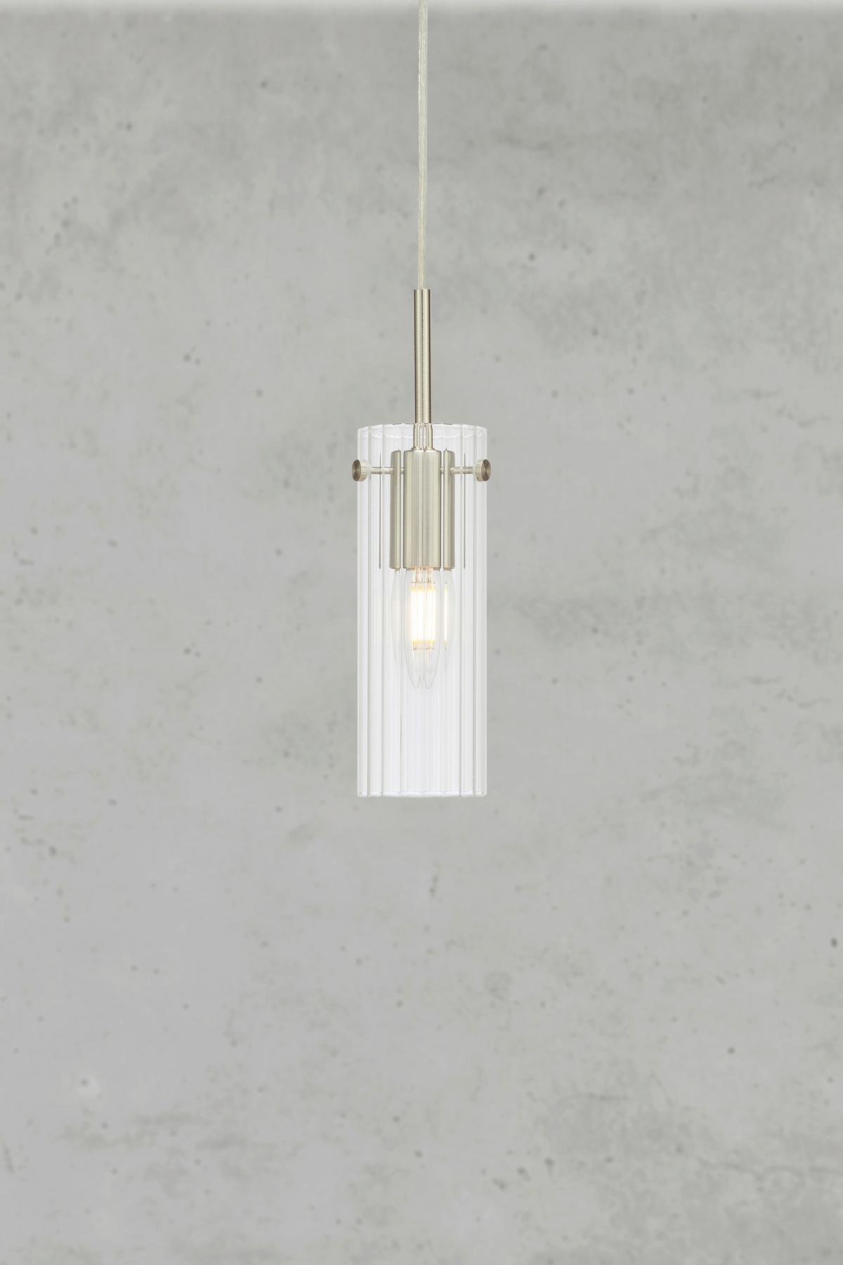 Pendelleuchte Memory-Funktion - Transparent/Nickelfarben, Design, Glas/Metall (7/28,5cm) - Markslöjd