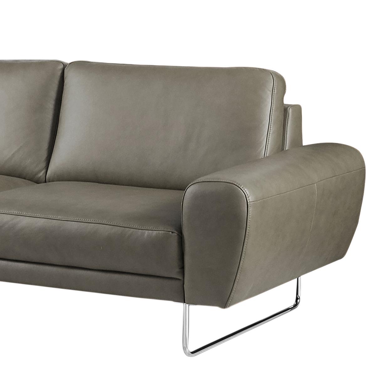 Ecksofa Spring Grau Chrom S: 250x273 cm - Chromfarben/Grau, Design, Leder (250/273cm) - Livetastic