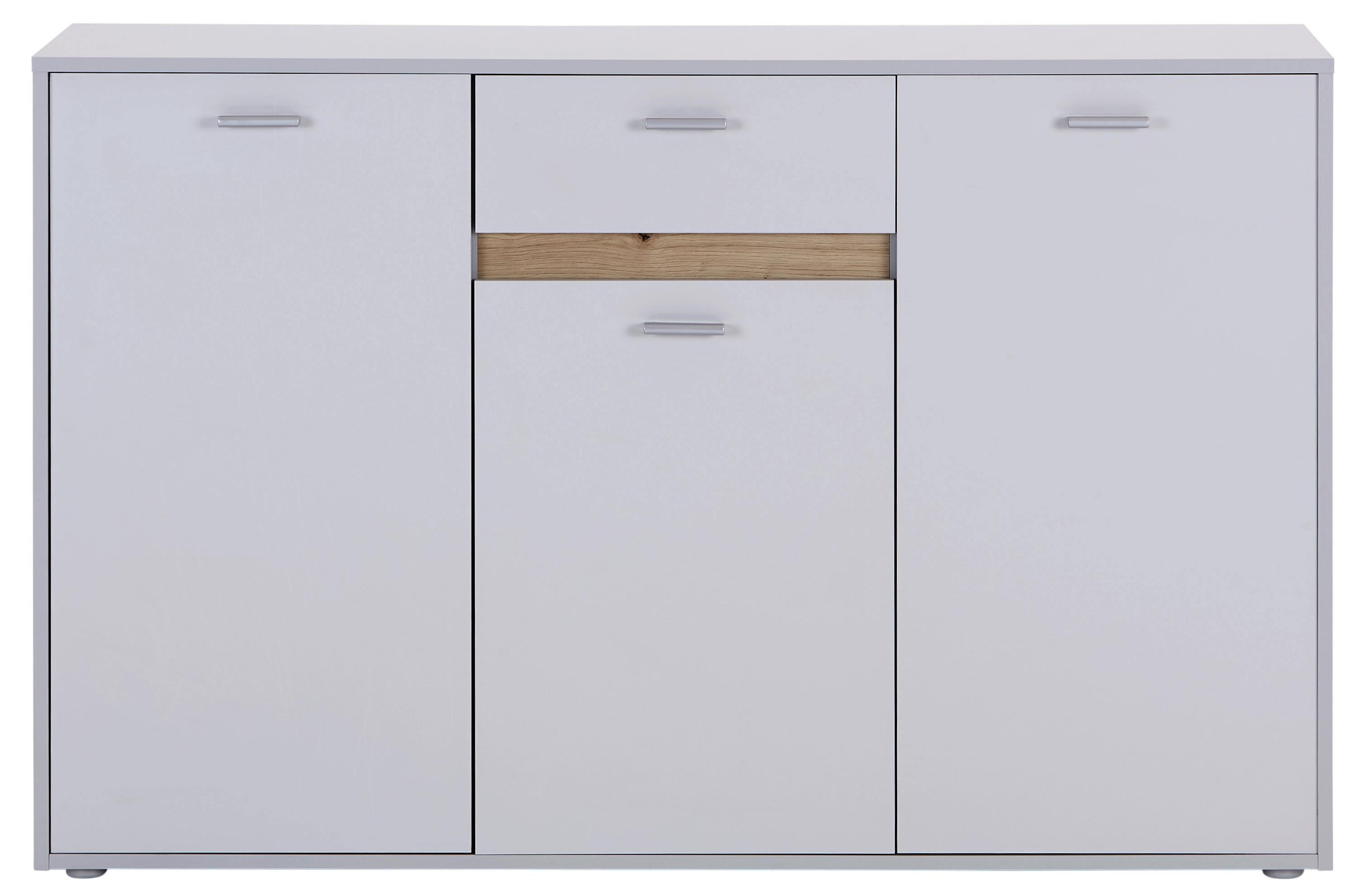 Kommode Mit Bügelgriff B: 138,4 Cm Slot 3t Hellgrau - Hellgrau, MODERN, Holzwerkstoff (138,4/90/40cm)