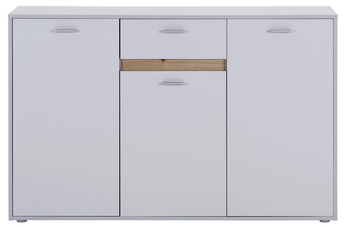 Kommode Mit Bügelgriff B: 138,4 Cm Slot 3t Hellgrau - Hellgrau, MODERN, Holzwerkstoff (138,4/90/40cm)