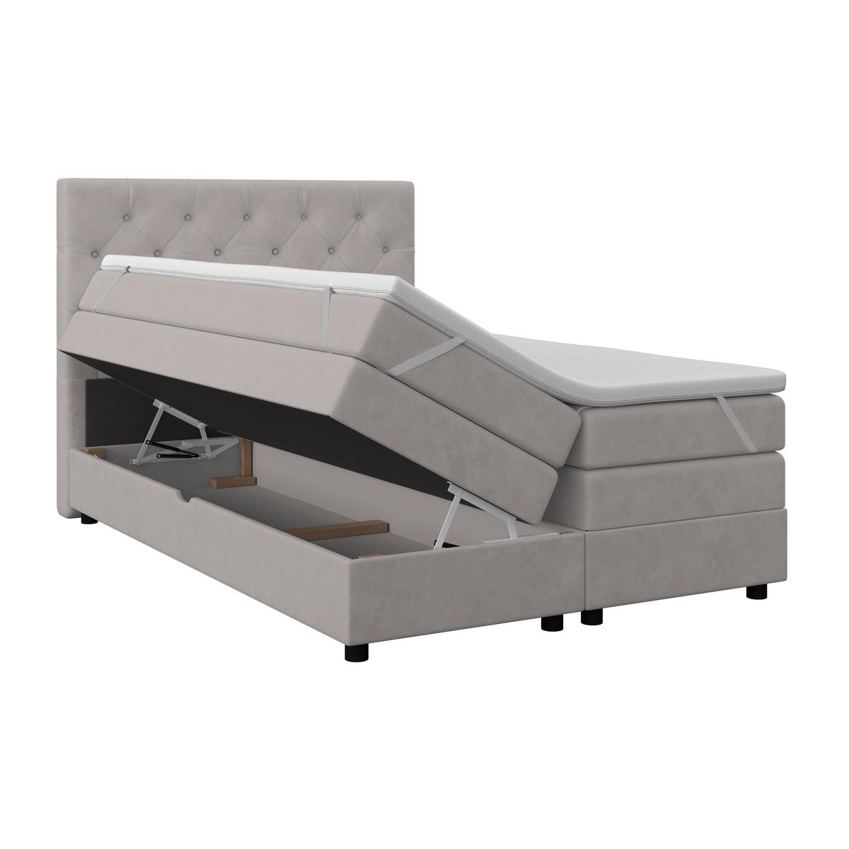 Boxspringbett Elio Silberfarben 140x200 cm H2 - Silberfarben/Schwarz, ROMANTIK / LANDHAUS, Textil (144/121/212cm) - James Wood