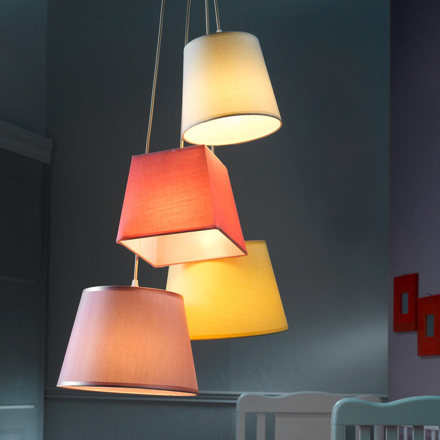Hängeleuchte 4994/s4r - Pink/Gelb, Trend, Textil/Metall (55/100cm)