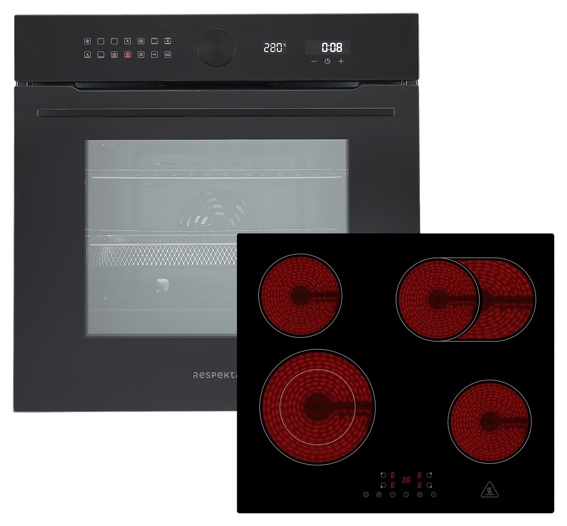 Backofenset Schwarz B: 59,5 cm - Schwarz, Basics, Glas/Metall (59,5/59,5/57,5cm) - Respekta