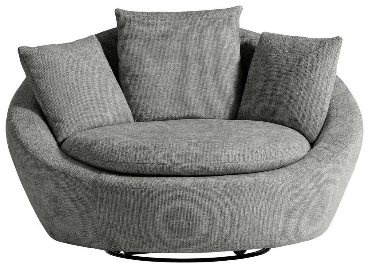 Sessel Maui - Dunkelgrau/Silberfarben, MODERN, Textil (130/80/112cm) - Trendmanufaktur