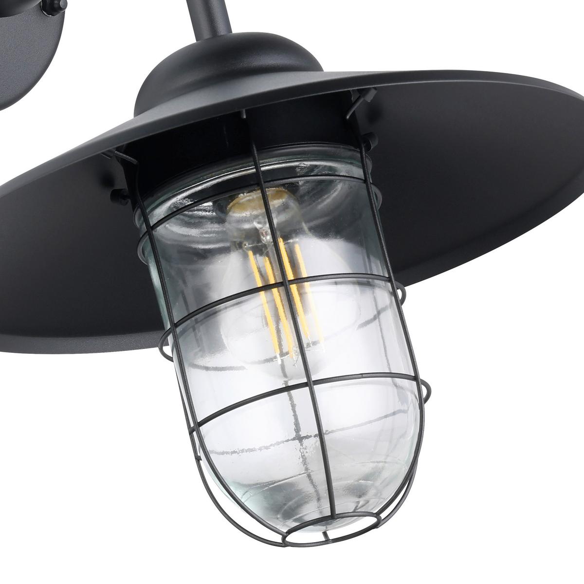 Außenleuchte Melgoa 1x60 W, E27 - Klar/Zinkfarben, KONVENTIONELL, Glas/Metall (30/25/38cm) - Eglo