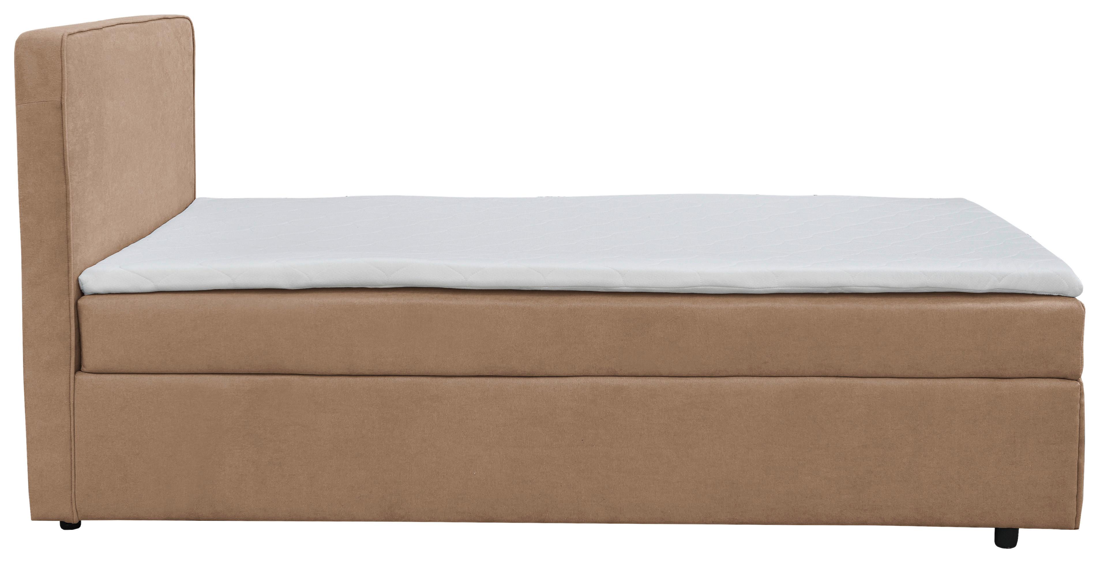 Boxbett Jubi 90-C - Hellbraun/Schwarz, KONVENTIONELL, Holz/Textil (90/200cm)