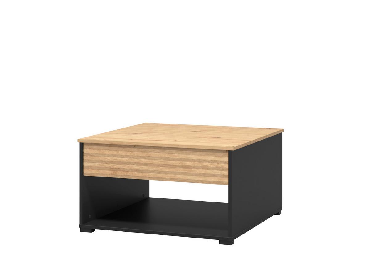 Dohányzóasztal Taranto - fekete/Artisan tölgy, Modern, faalapú anyag (80/45/80cm)