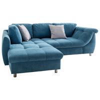Ecksofa Mit Schlaffunktion Agira Blau 190x250cm - Chromfarben/Blau, Design, Textil (190/250cm) - Livetastic
