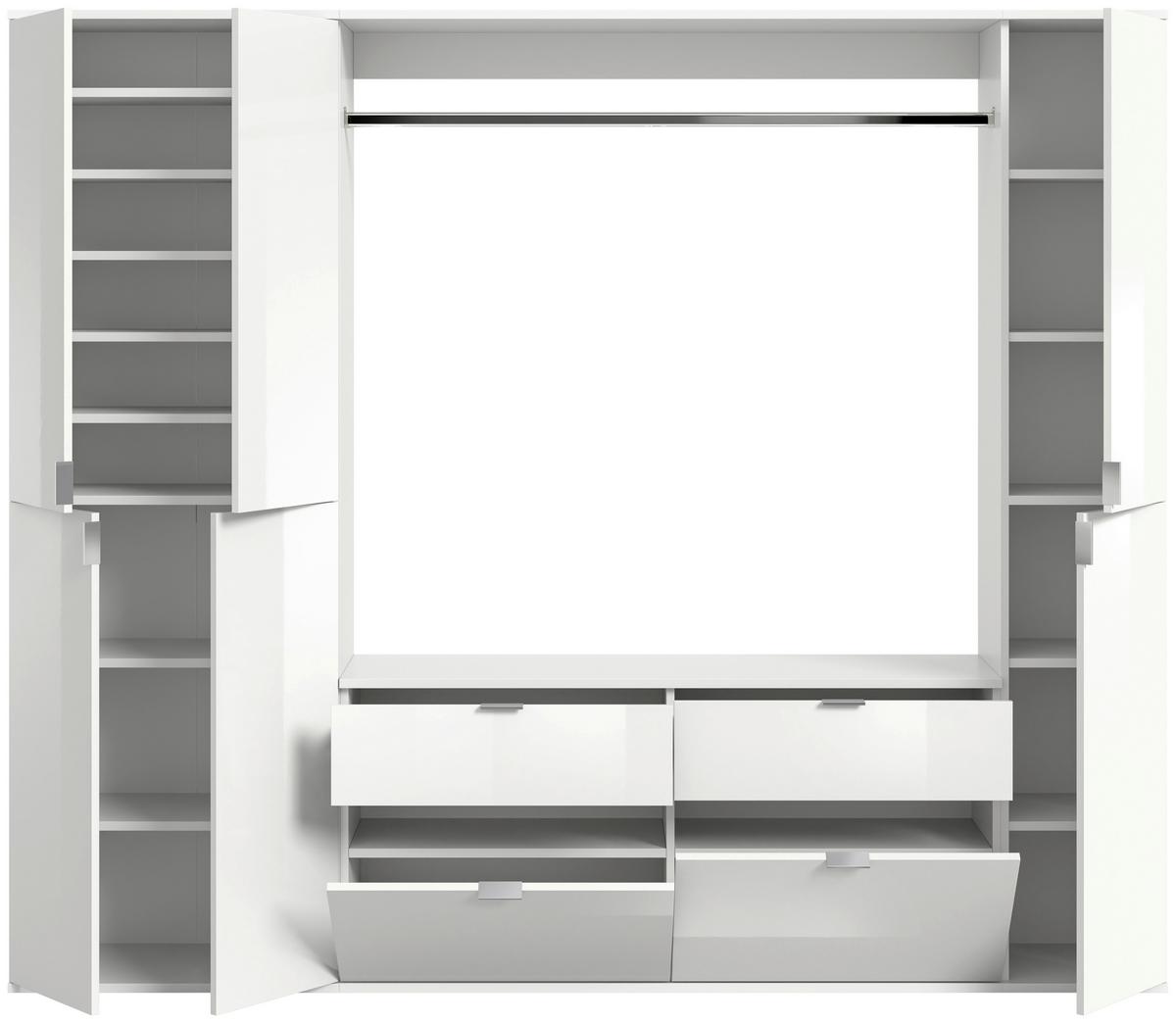 Garderobe Projekt X 3-teilig Weiß B: 212 Cm - Weiß Hochglanz, MODERN, Holzwerkstoff (212/193/34cm) - MID.YOU