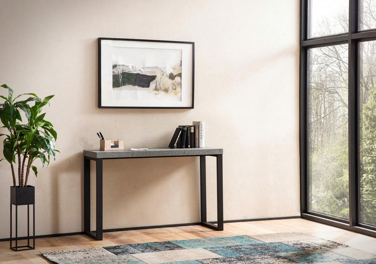 Konsolentisch Grau L: 120 cm - Schwarz/Grau, Design, Holzwerkstoff/Metall (120/40/76cm) - MID.YOU