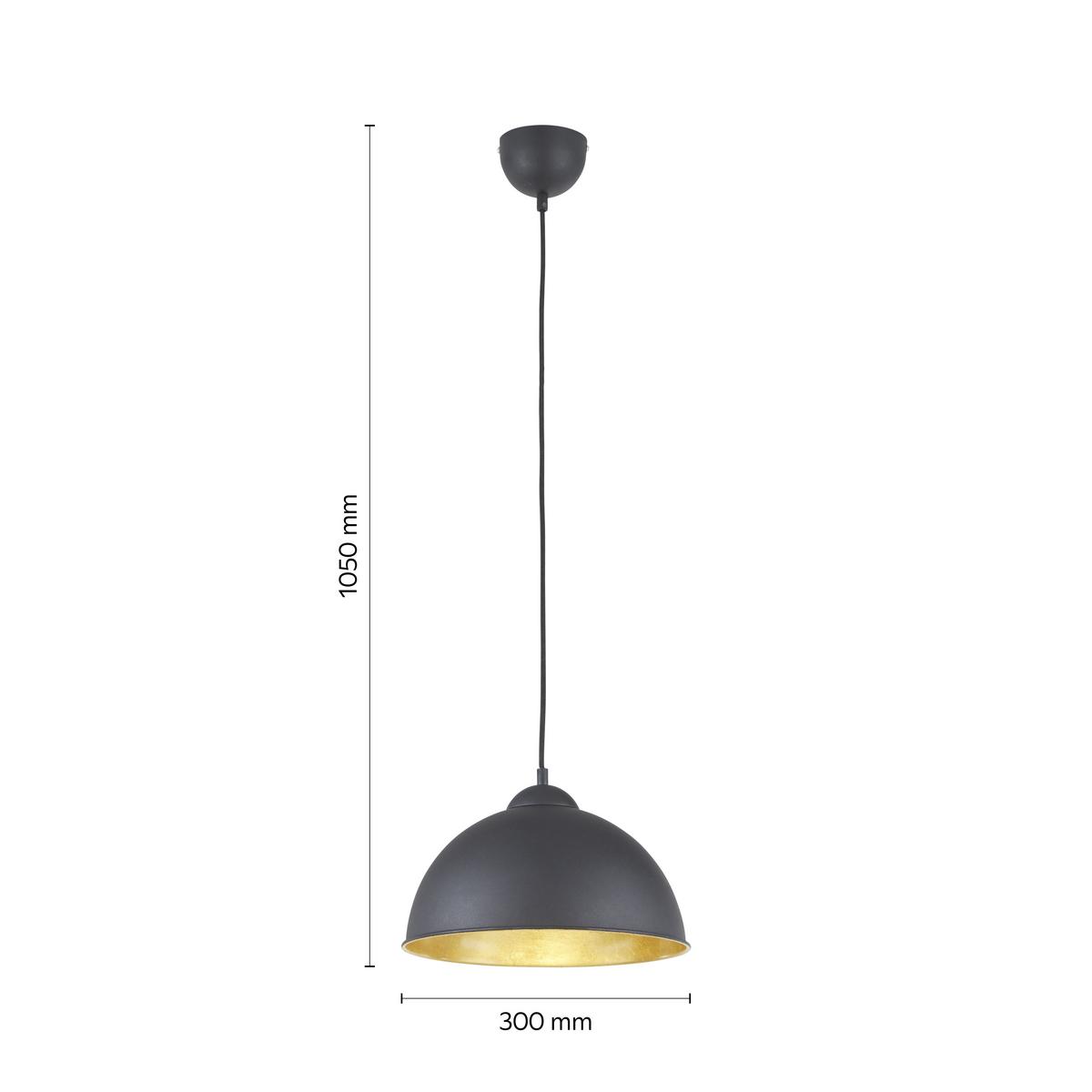 Závěsné svítidlo Jimmy 30/105 cm, 60 Watt - černá/barvy zlata, Lifestyle, kov (30/105cm) - Mömax