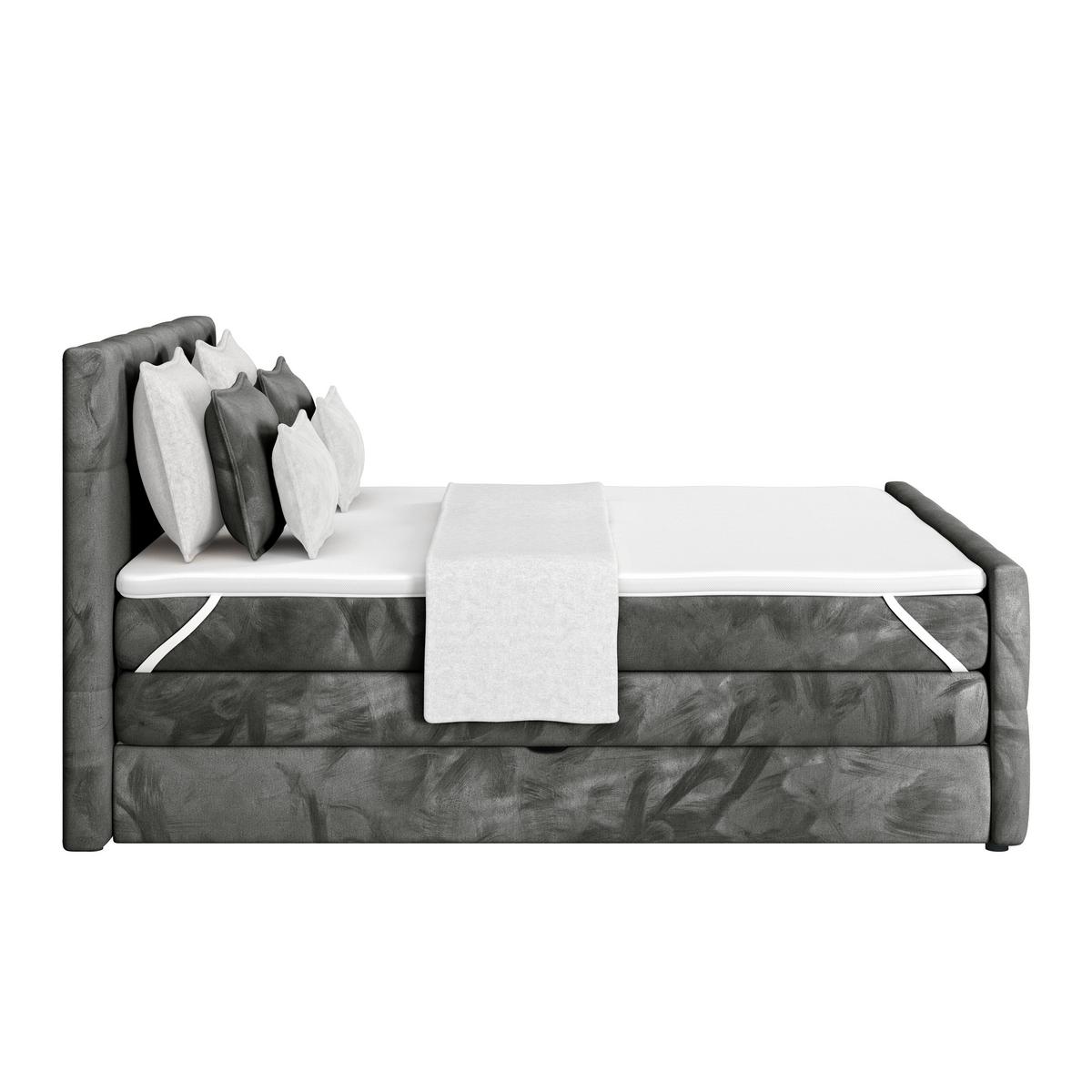 Boxspringbett mit Topper und Bettkasten 160x200 cm Medino - Anthrazit, KONVENTIONELL, Holz/Holzwerkstoff (160/200cm) - Luca Bessoni