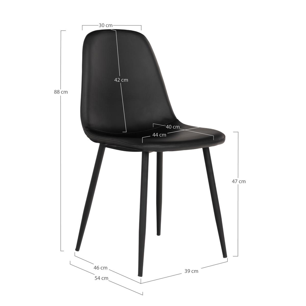 Stuhl-Set Stockholm Schwarz B: 44 cm - Schwarz, MODERN, Textil/Metall (44/86/54cm) - MID.YOU