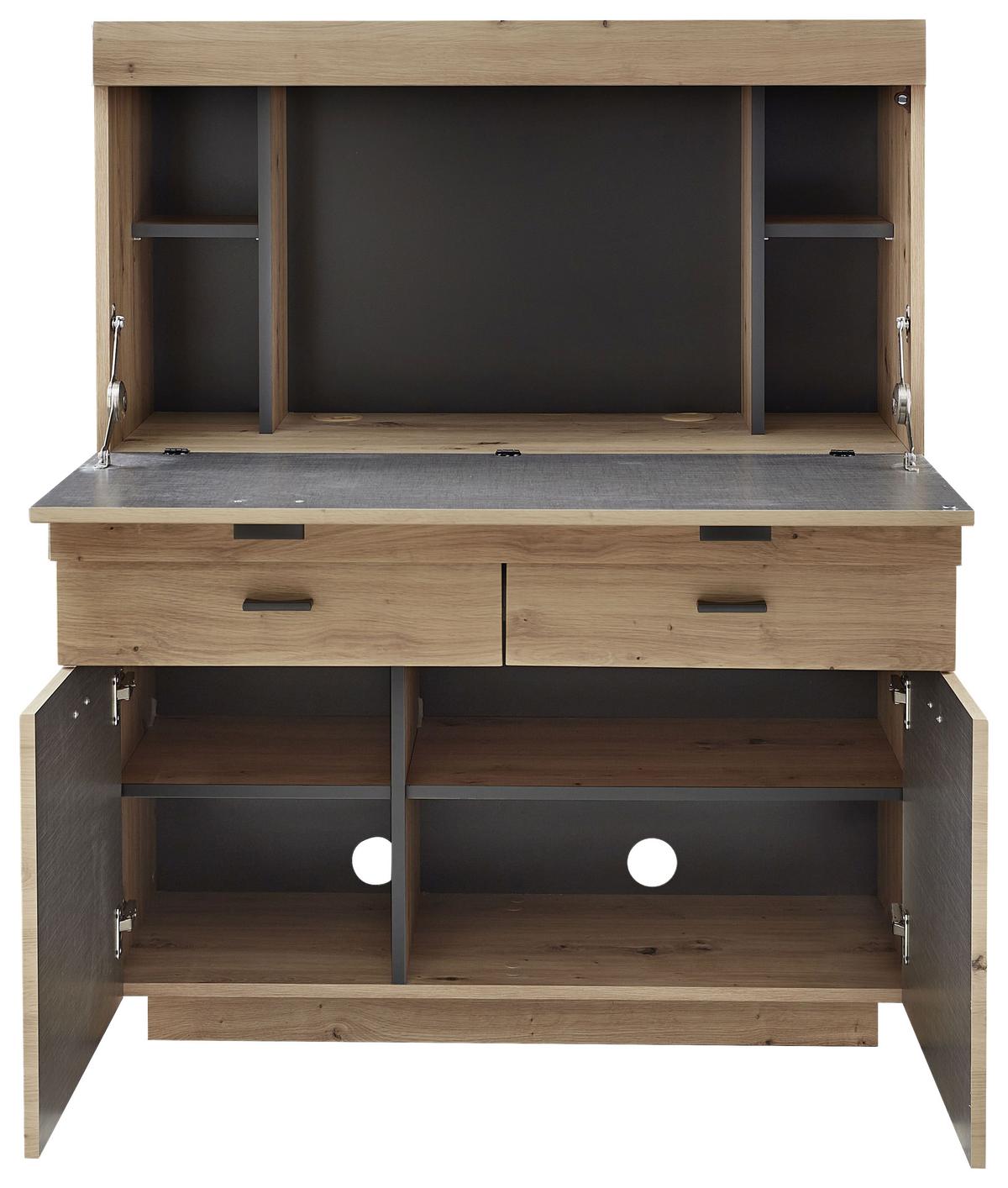 Sekretär Madera II 40a6hh28 - Graphitfarben/Eiche Artisan, MODERN, Holzwerkstoff (98/124/40cm) - Livetastic
