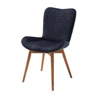 Stuhl Sarander Dunkelblau Echtholz-Beine - Wildeiche/Dunkelblau, Basics, Holz/Textil (58/88/67cm) - MID.YOU