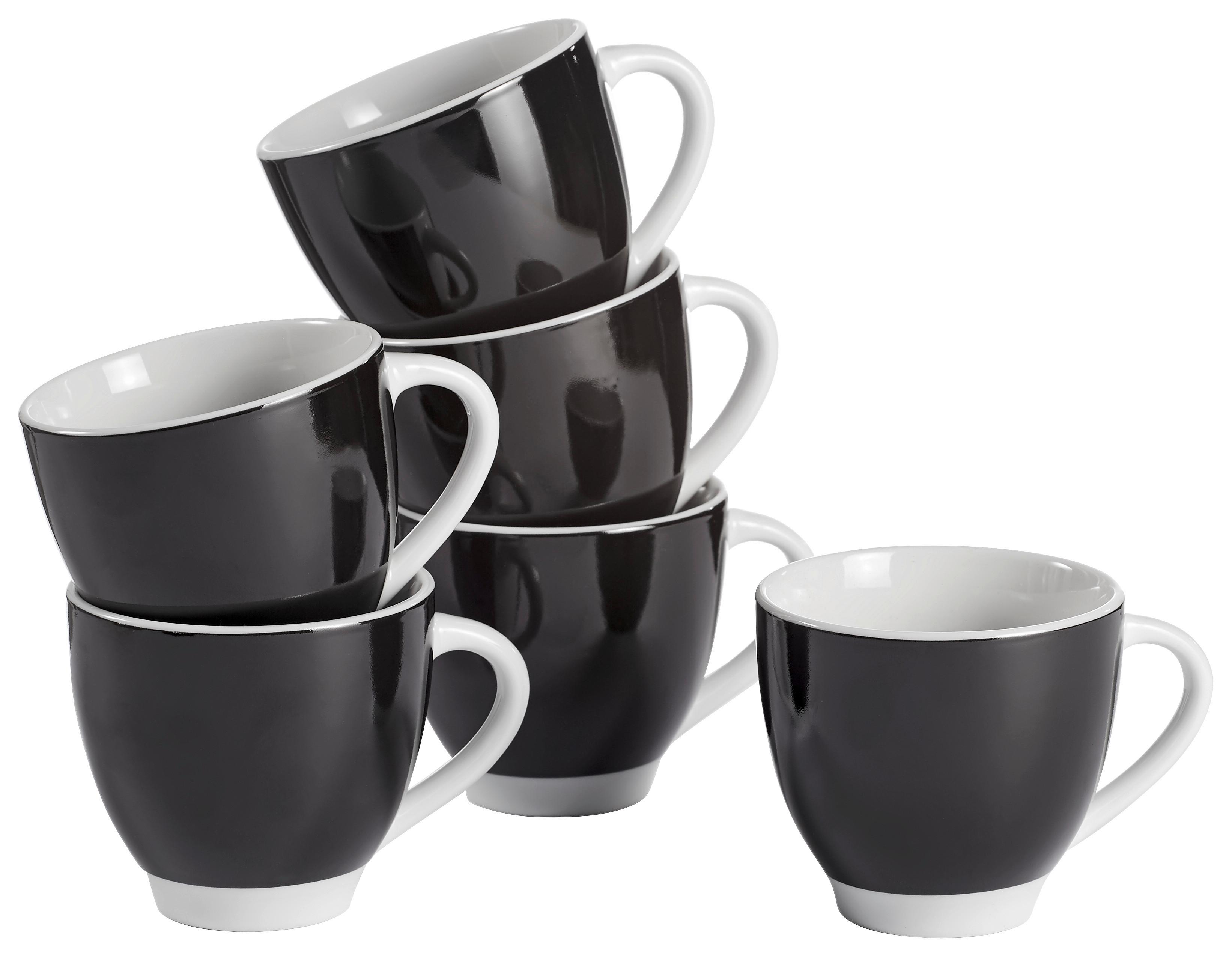 TASSENSET Schwarz Weiß 6-teilig D:14,5cm - Schwarz/Weiß, Basics, Keramik - Van Well