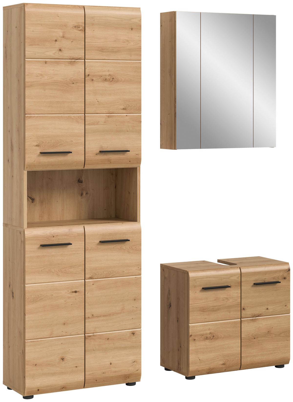 Badezimmer Ice Eiche Artisan Dekor B: 120cm - Schwarz/Eiche Artisan, Basics, Holzwerkstoff (120cm) - MID.YOU