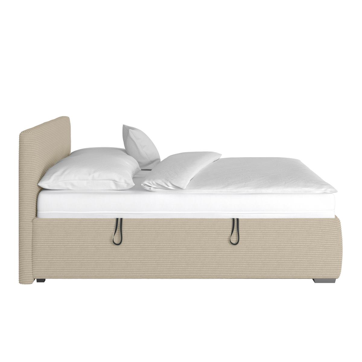 Kárpitozott Ágy Lesia 200/200cm - krémszínű/fehér, Modern, faalapú anyag/textil (200/200cm)