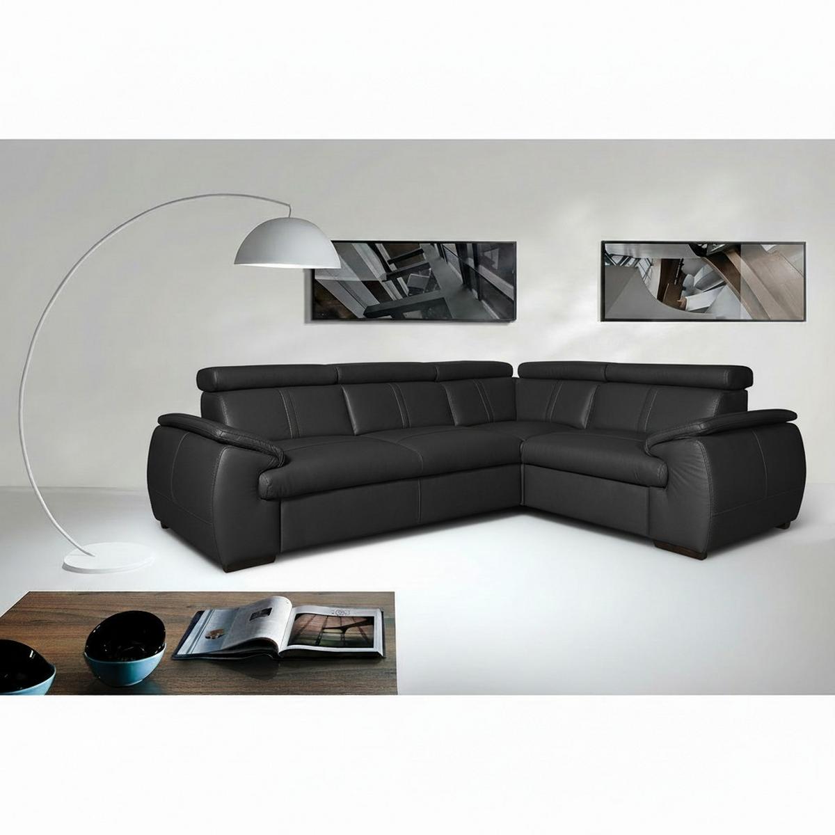 Ecksofa City Schwarz B: 265x193 Cm - Wengefarben/Schwarz, Design, Leder (265/193cm) - Livetastic