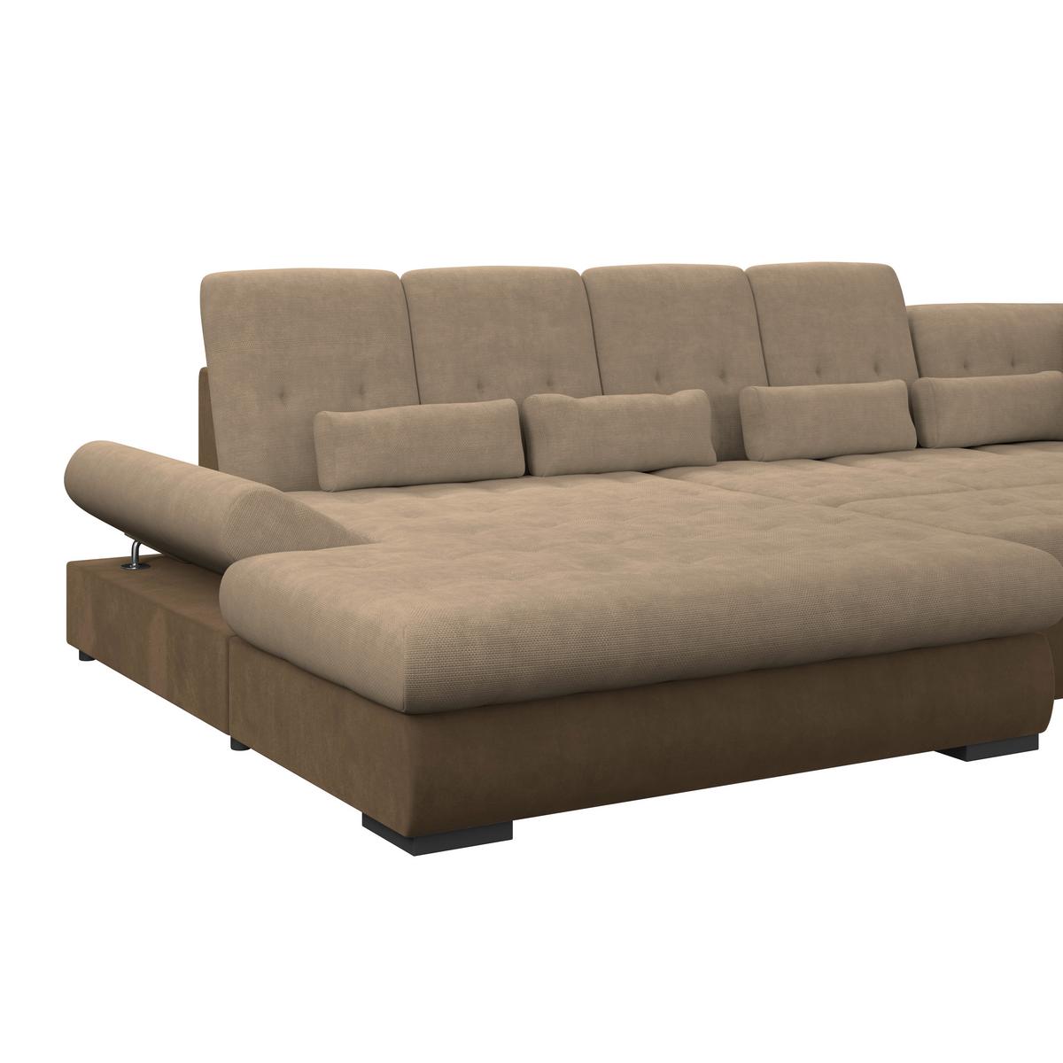 Wohnlandschaft Madera Braun, S: 358x212 cm - Hellbraun/Dunkelbraun, KONVENTIONELL, Kunststoff/Textil (190/358/212cm)
