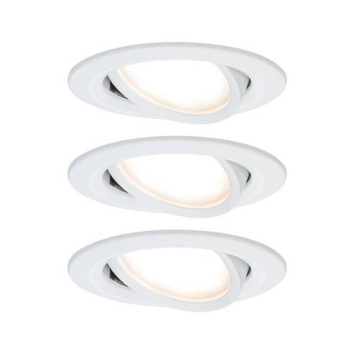 Deckenleuchte 3er-Set Ø 8,4 cm, dimmbar, Rund - Alufarben/Weiß, Basics, Metall (8,4cm) - Paulmann
