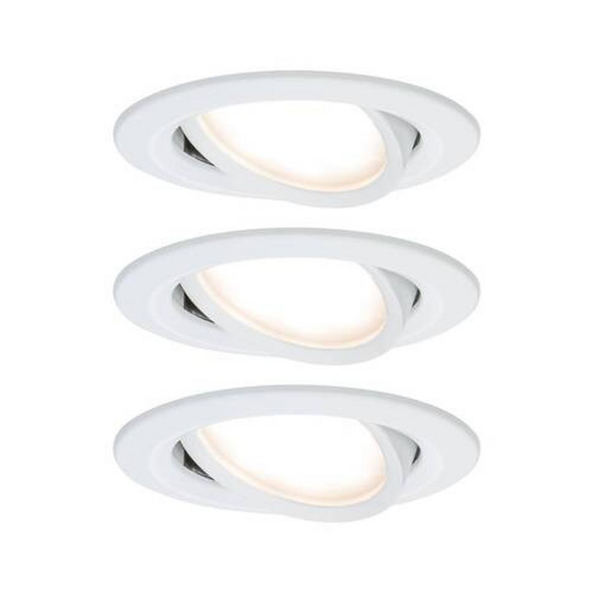 Deckenleuchte 3er-Set Ø 8,4 cm, dimmbar, Rund - Alufarben/Weiß, Basics, Metall (8,4cm) - Paulmann