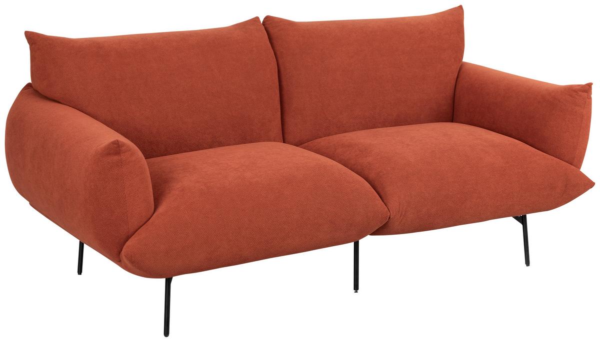 Sofa Honey - Terracotta/Schwarz, Trend, Textil (185/77/83cm) - P & B