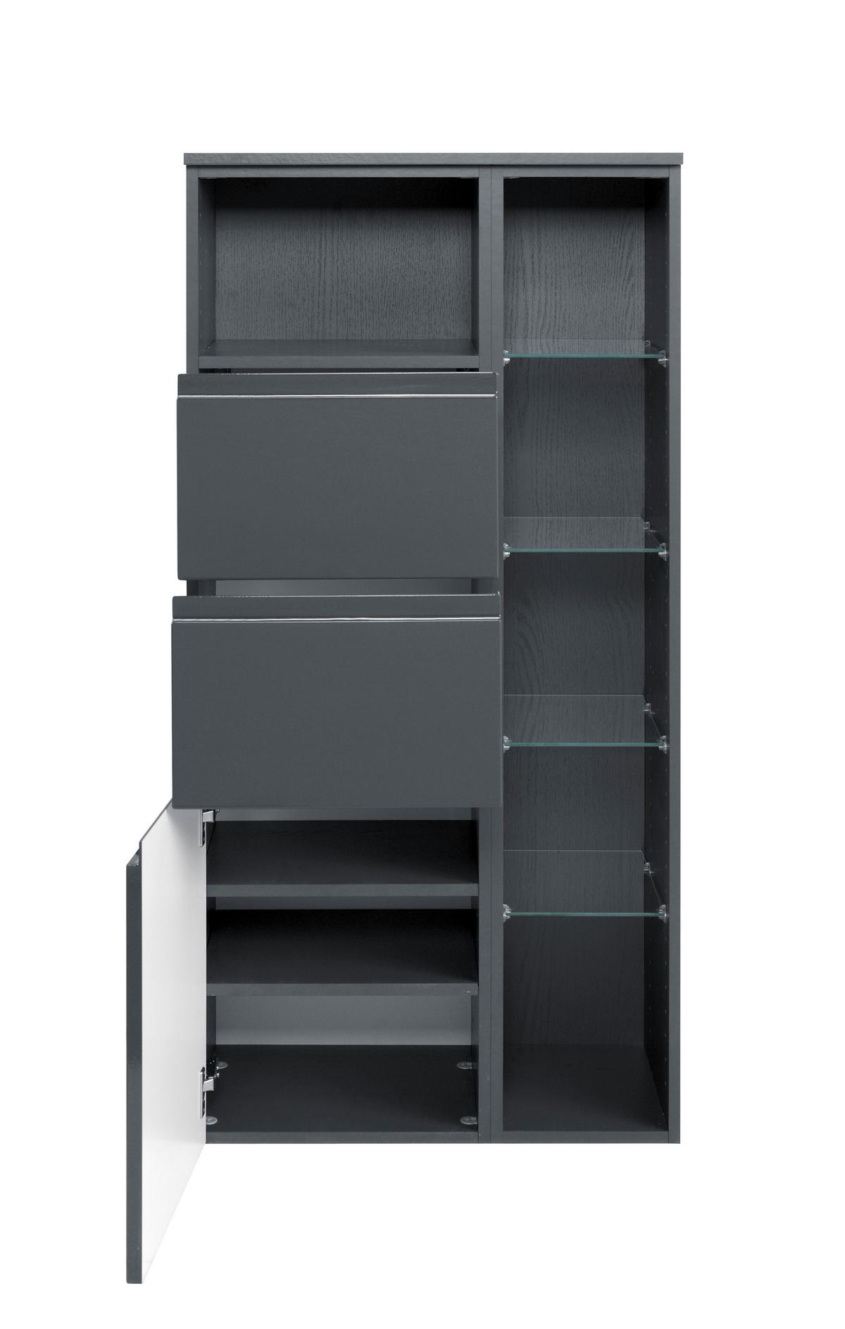 Midischrank Mit Soft-close Cardiff 65cm, Graphit Dekor - Graphitfarben, Design, Holzwerkstoff (65/130/35cm) - Held