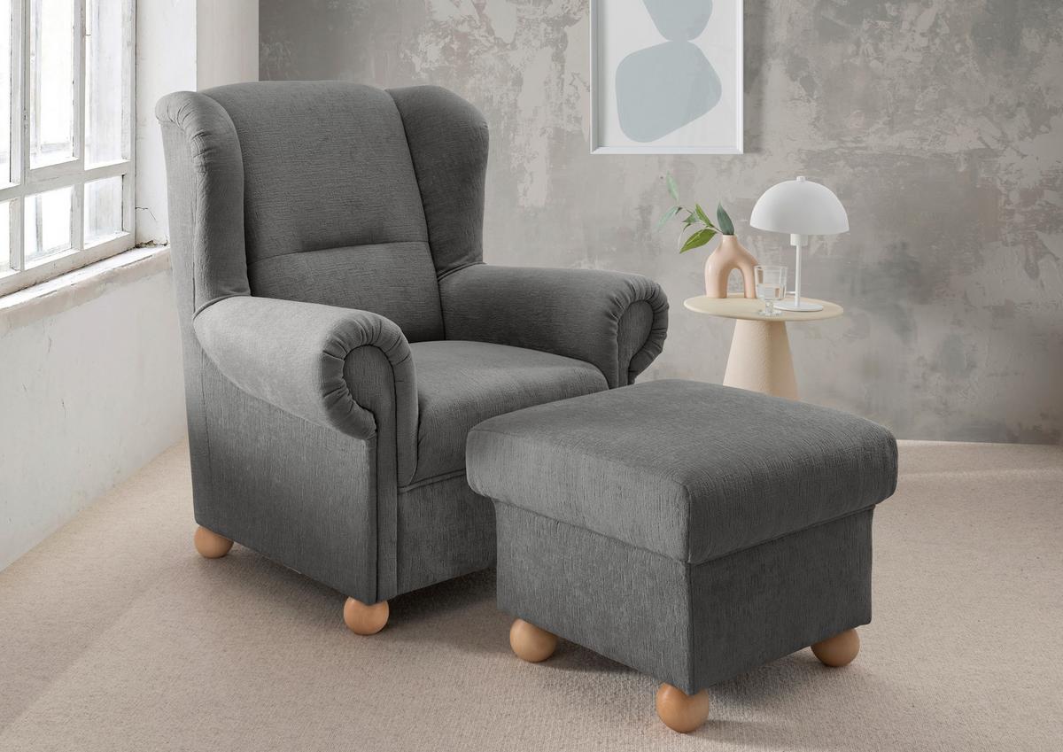 Hocker Torello Graubraun B: 56cm - Wildeiche/Graubraun, KONVENTIONELL, Textil (56/46/56cm) - Livetastic