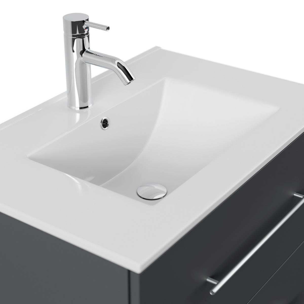WASCHTISCHKOMBI Homeline, Graphitf, B: 71 cm - Graphitfarben/Weiß, Basics, Keramik/Holzwerkstoff (71cm) - MID.YOU