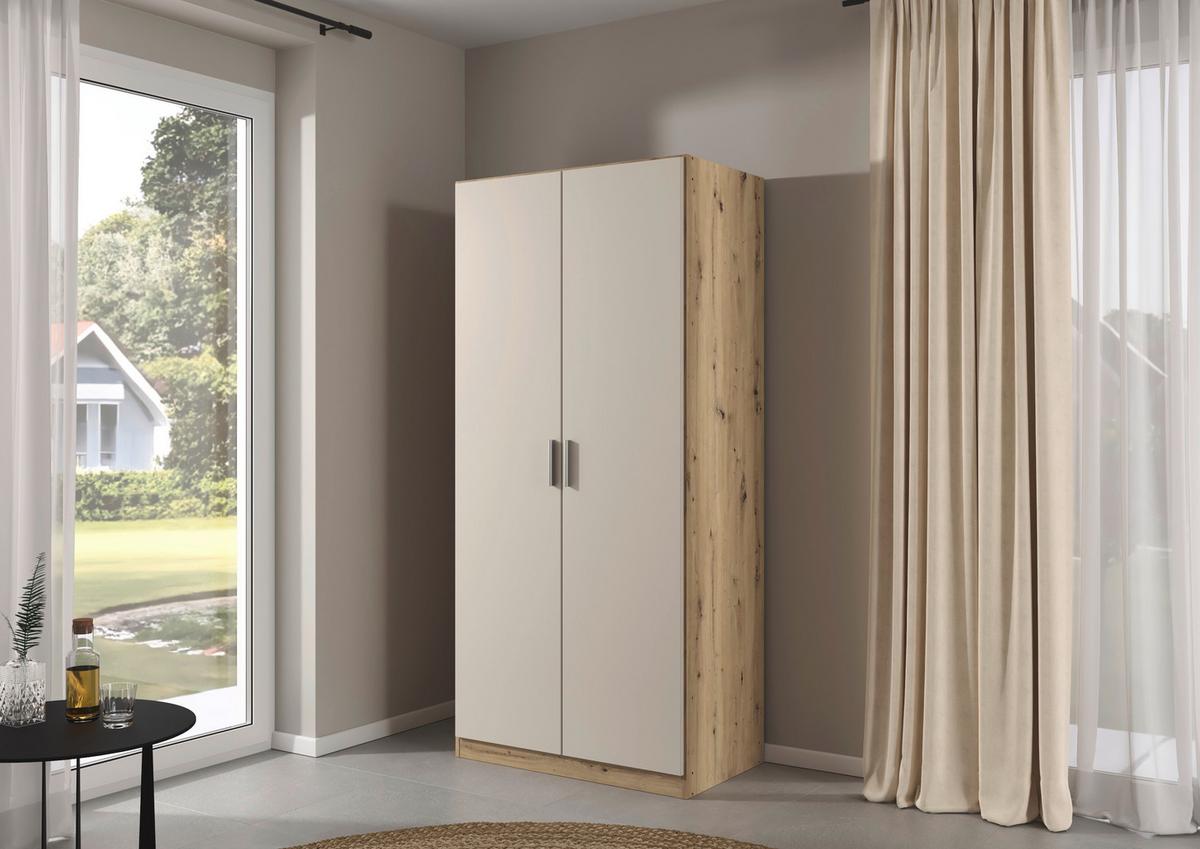 Kleiderschrank Celle Matt Champagner B: 91 Cm - Champagner/Eiche Artisan, Trend, Holzwerkstoff (91/197/54cm)