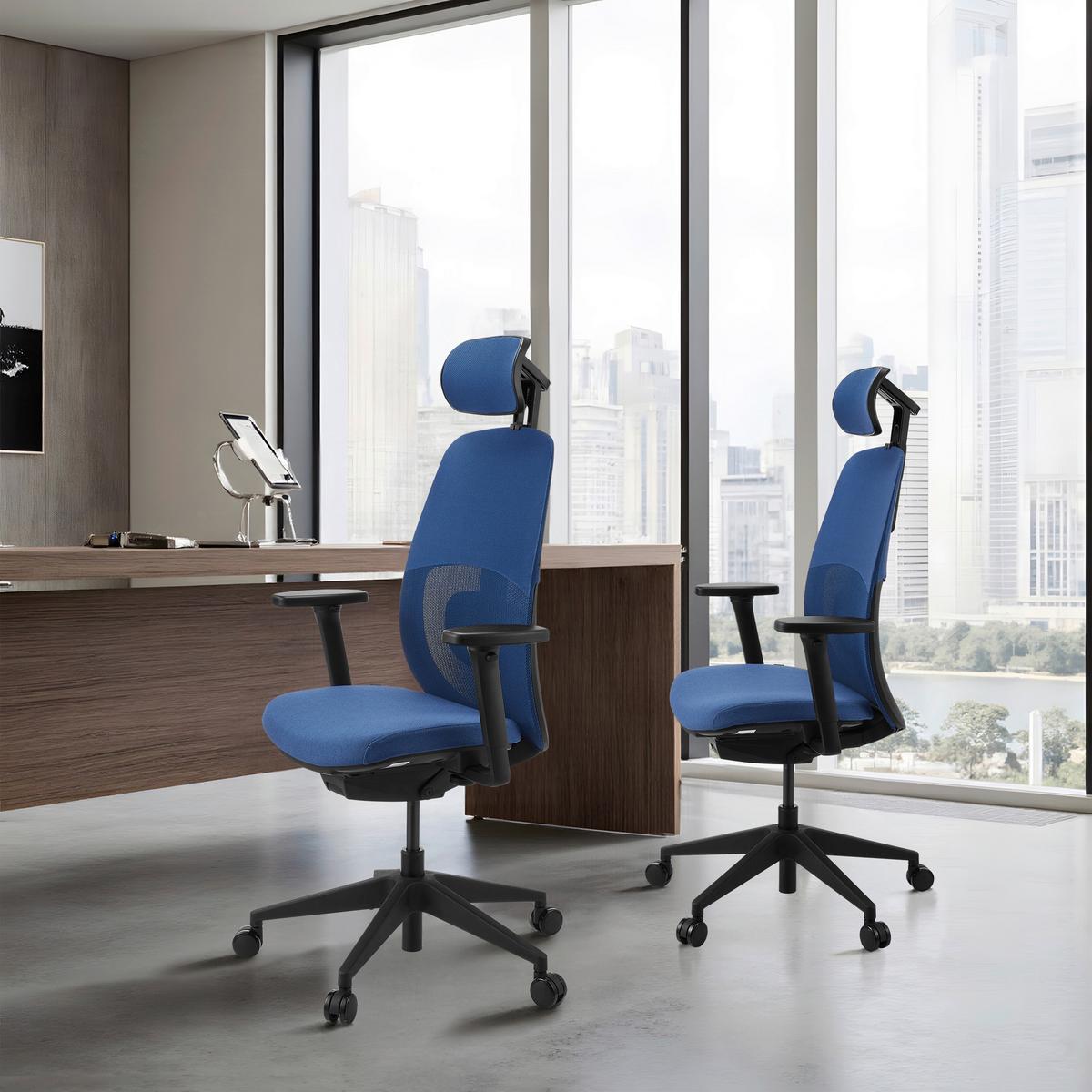 DREHSTUHL Skandis Pro Blau B: 71cm - Blau/Schwarz, MODERN, Kunststoff/Textil (71/131/66cm) - MID.YOU