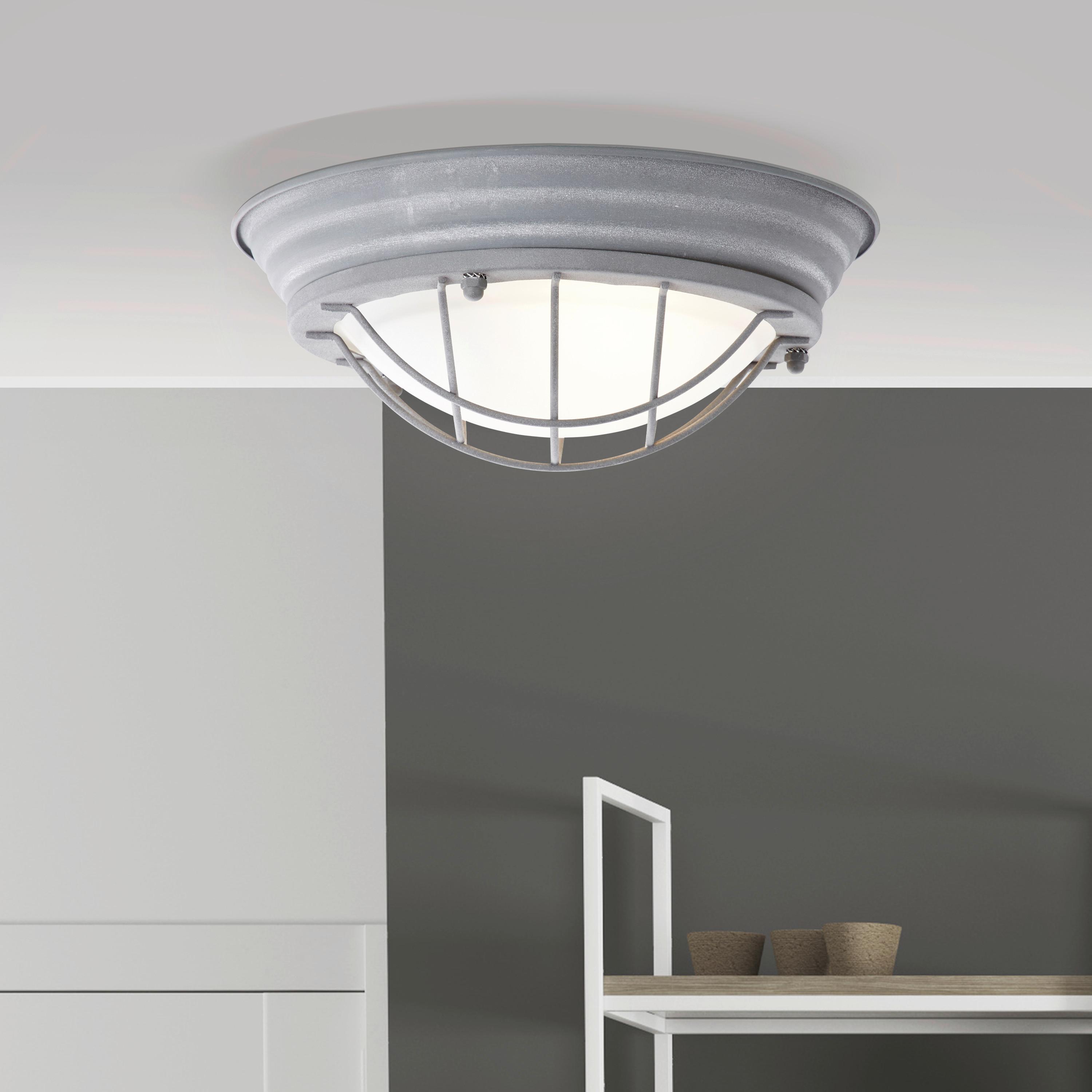 Deckenleuchte Typhoon Ø 29 cm 1-Flammig Industrial-Style - Grau, KONVENTIONELL, Glas/Metall (29/10cm) - Brilliant