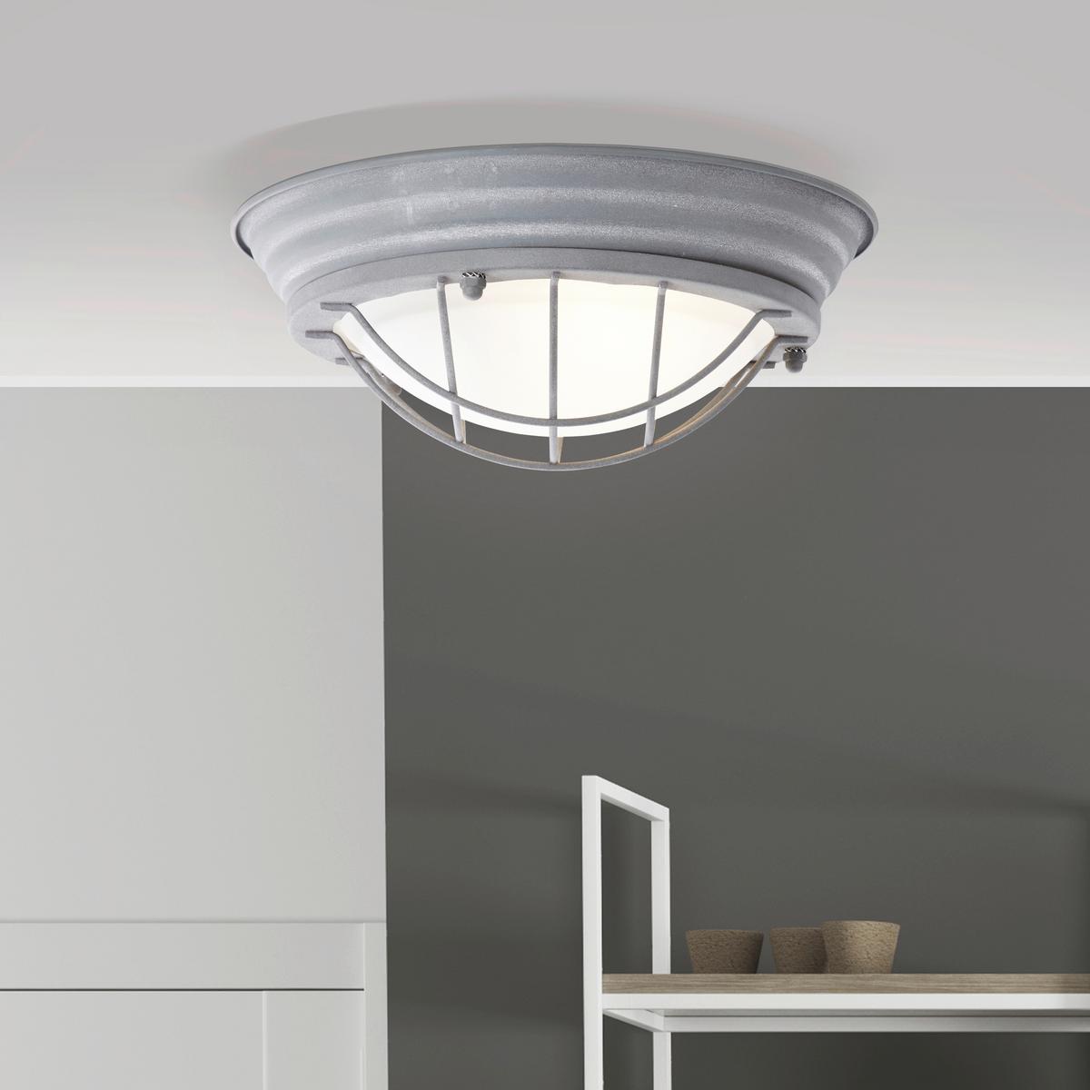 Deckenleuchte Typhoon Ø 29 cm 1-Flammig Industrial-Style - Grau, KONVENTIONELL, Glas/Metall (29/10cm) - Brilliant