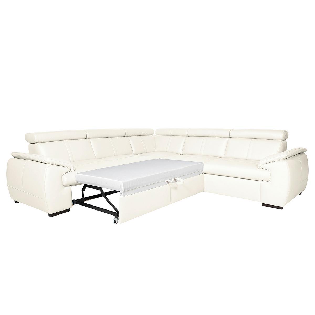 Ecksofa City Weiß B: 265x265 cm - Schwarz/Weiß, Design, Leder (265/265cm) - Livetastic