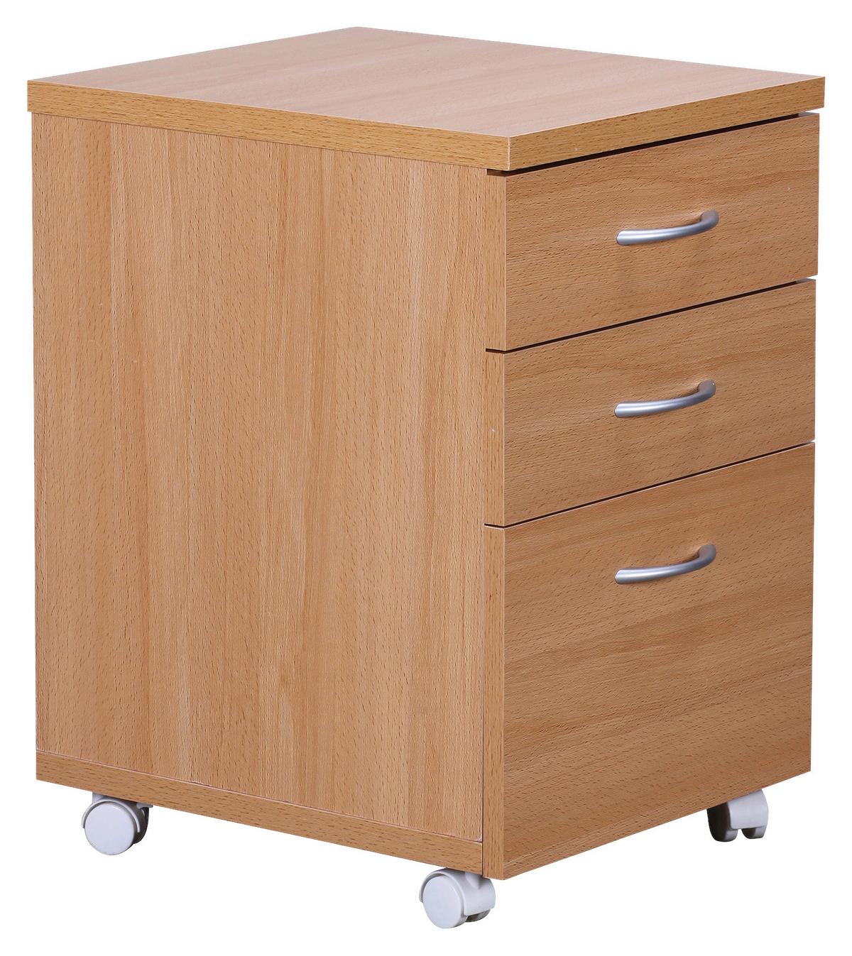 Kanc. kontajner na kolečkách barva buku - barvy stříbra/barvy buku, Konvenční, kompozitní dřevo/plast (40cm) - MID.YOU