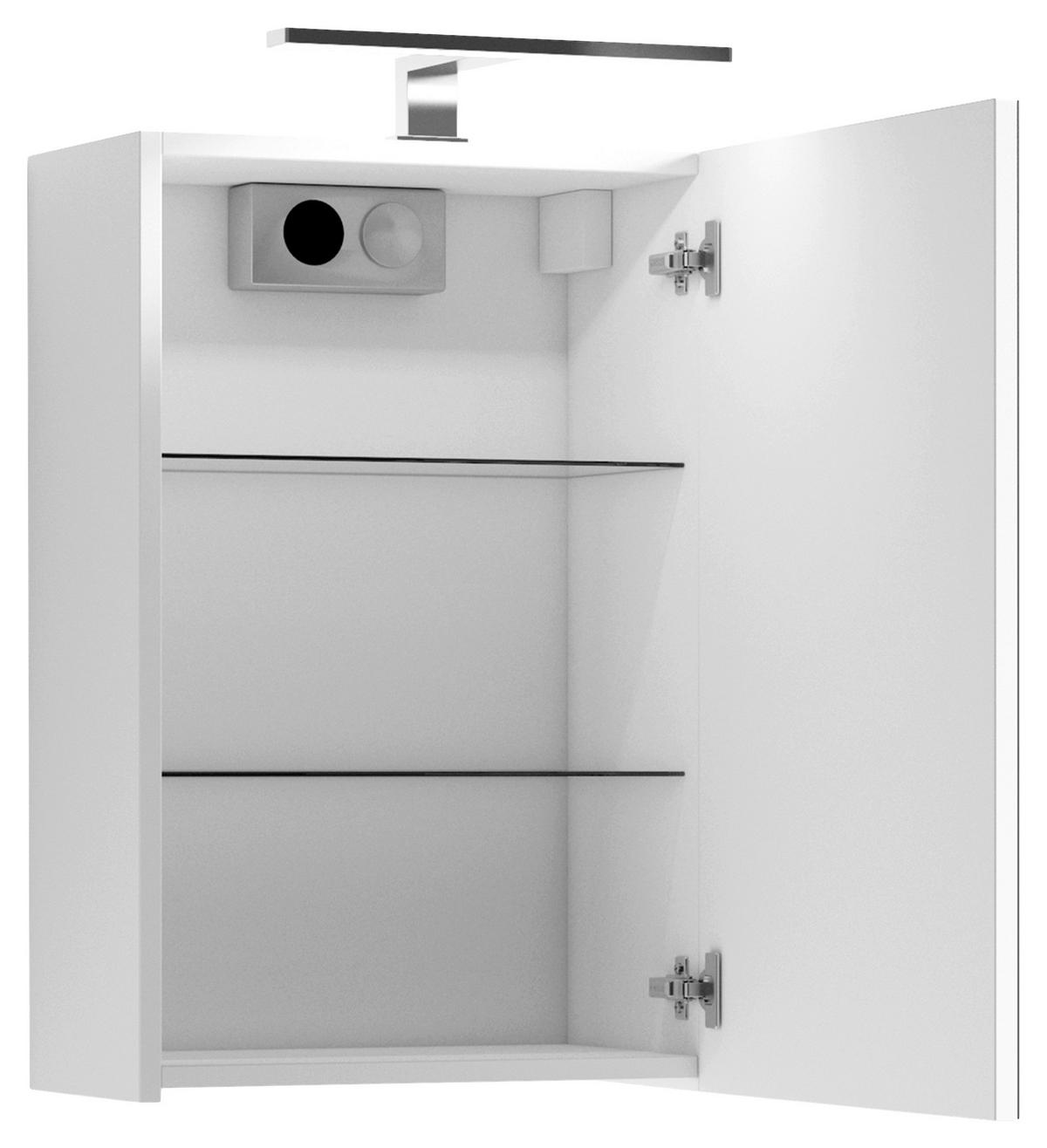 Spiegelschrank Spree Mit Led 1 Tür Bht 40x60x20 Cm Weiß - Weiß, MODERN, Glas/Holzwerkstoff (40/60/20cm) - MID.YOU