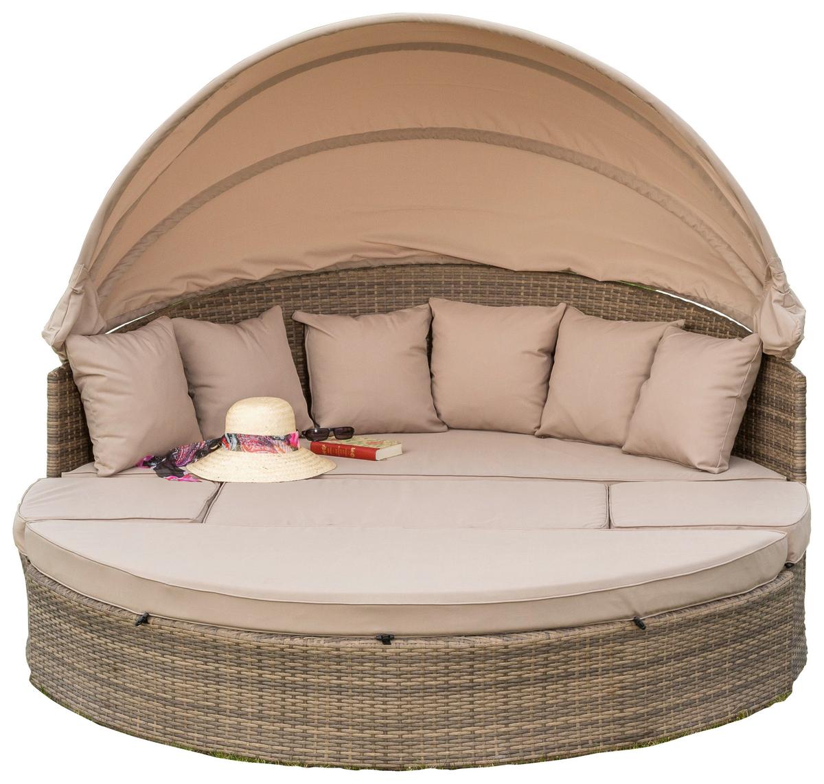 Gartenmuschel Riva Metall/ Kunststoff/Textil verstellbar - Beige/Naturfarben, KONVENTIONELL, Kunststoff/Textil (180/88/183cm) - Gardenson