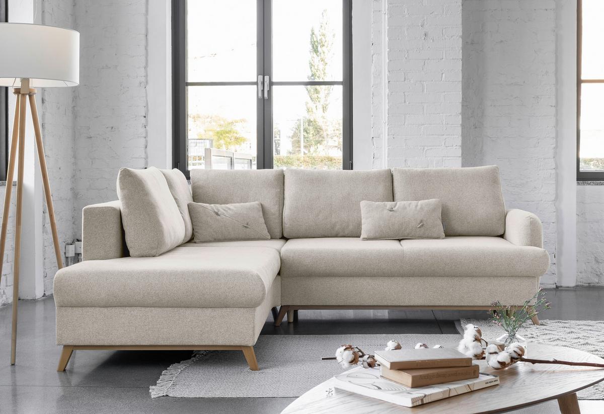 Ecksofa Scanddic Lagom Beige S: 202x242 cm - Beige/Naturfarben, Textil (202/242cm) - MID.YOU