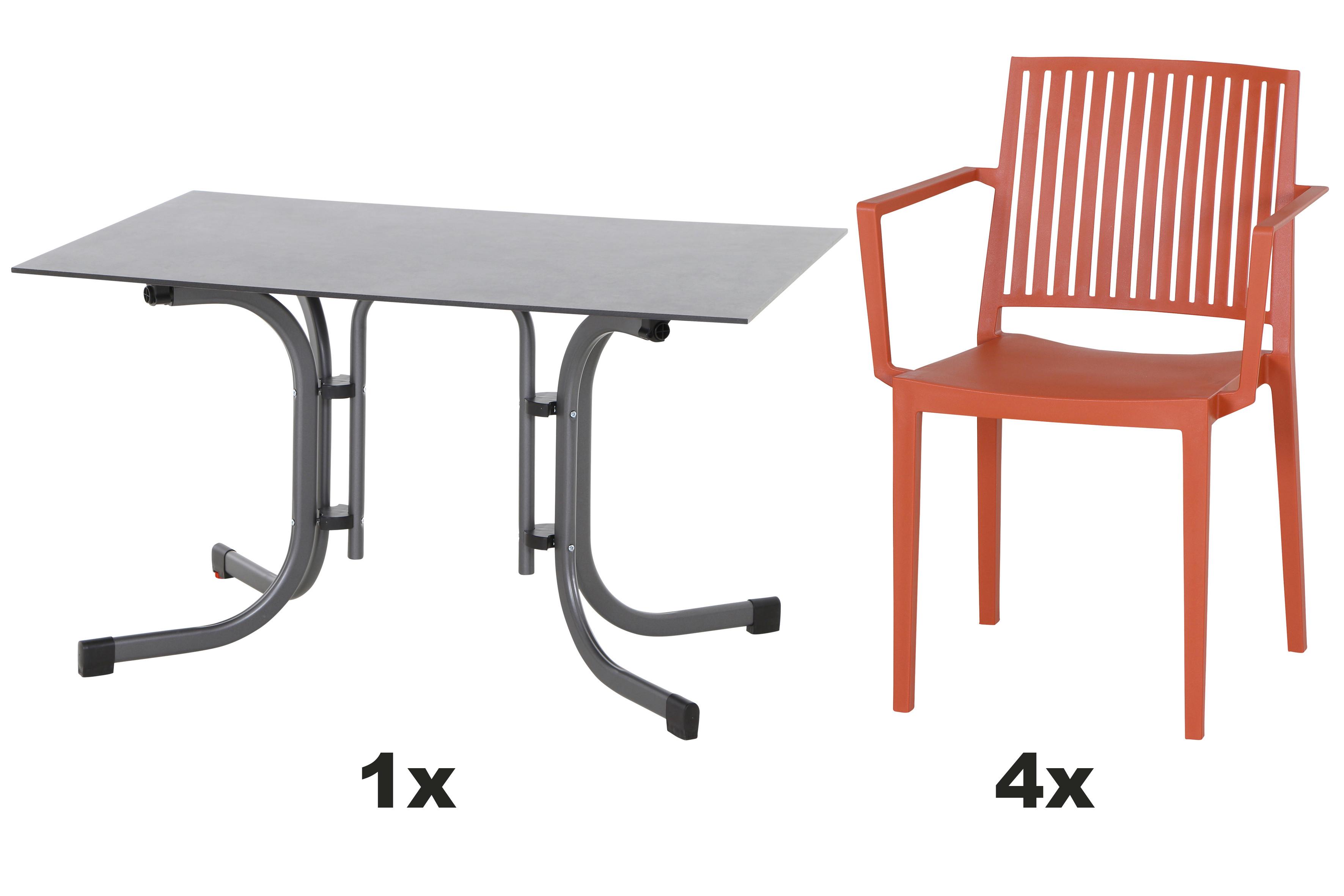 Gartengarnitur T20207 - Anthrazit/Rot, Basics, Holzwerkstoff/Kunststoff (80/80/120cm) - Siena Garden