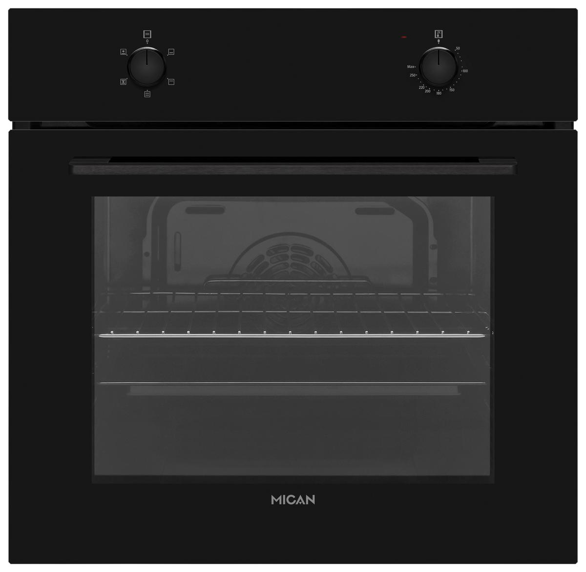 Einbaubackofen Boaus65 - Schwarz, Basics, Glas/Metall (59,5/59,5/55-57cm) - Mican