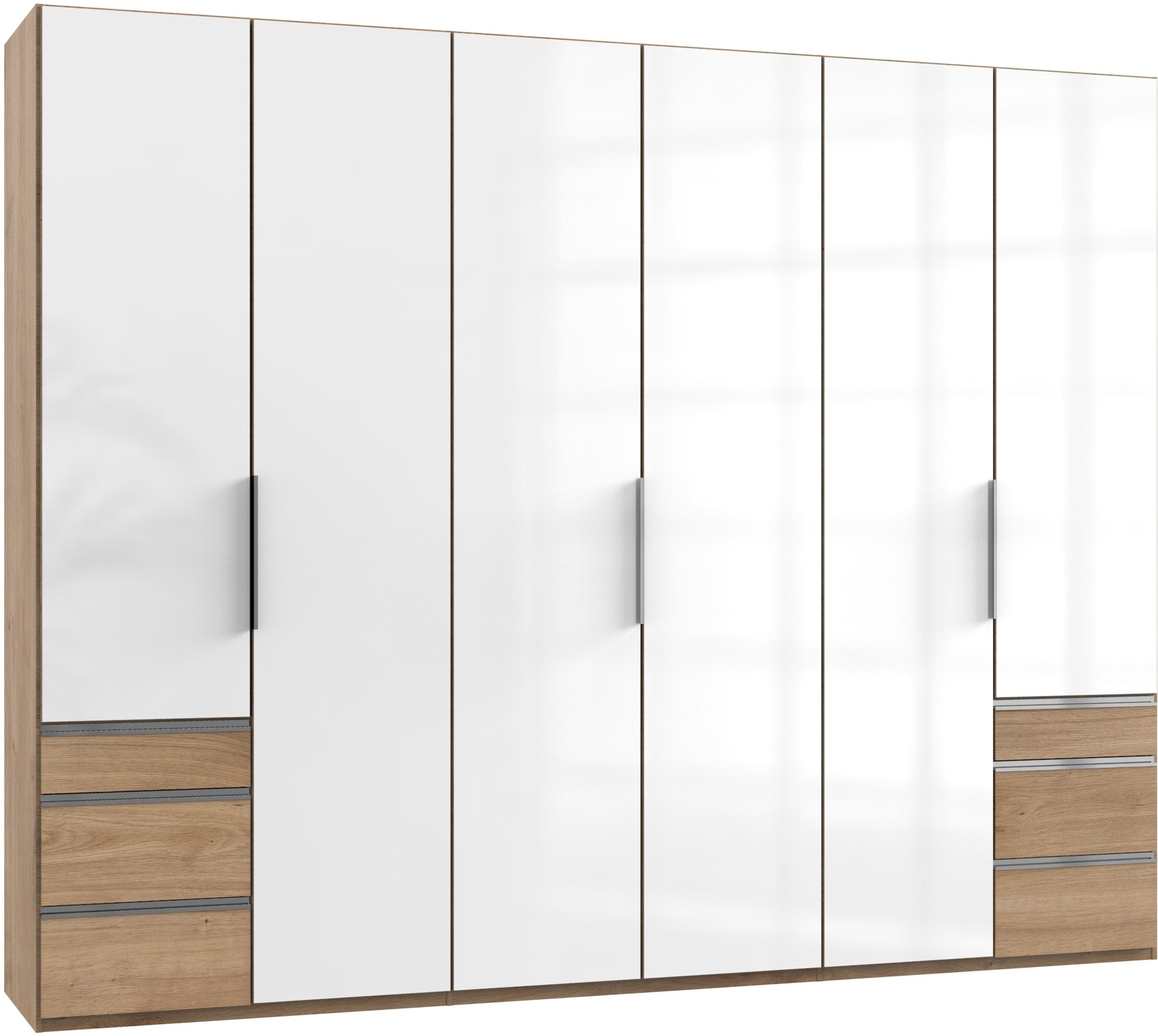 Drehtürenschrank 300cm Level, Weiß/eiche Dekor - Eichefarben/Weiß, MODERN, Glas/Holzwerkstoff (300/236/58cm) - MID.YOU
