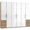 Drehtürenschrank 300cm Level, Weiß/eiche Dekor - Eichefarben/Weiß, MODERN, Glas/Holzwerkstoff (300/236/58cm) - MID.YOU