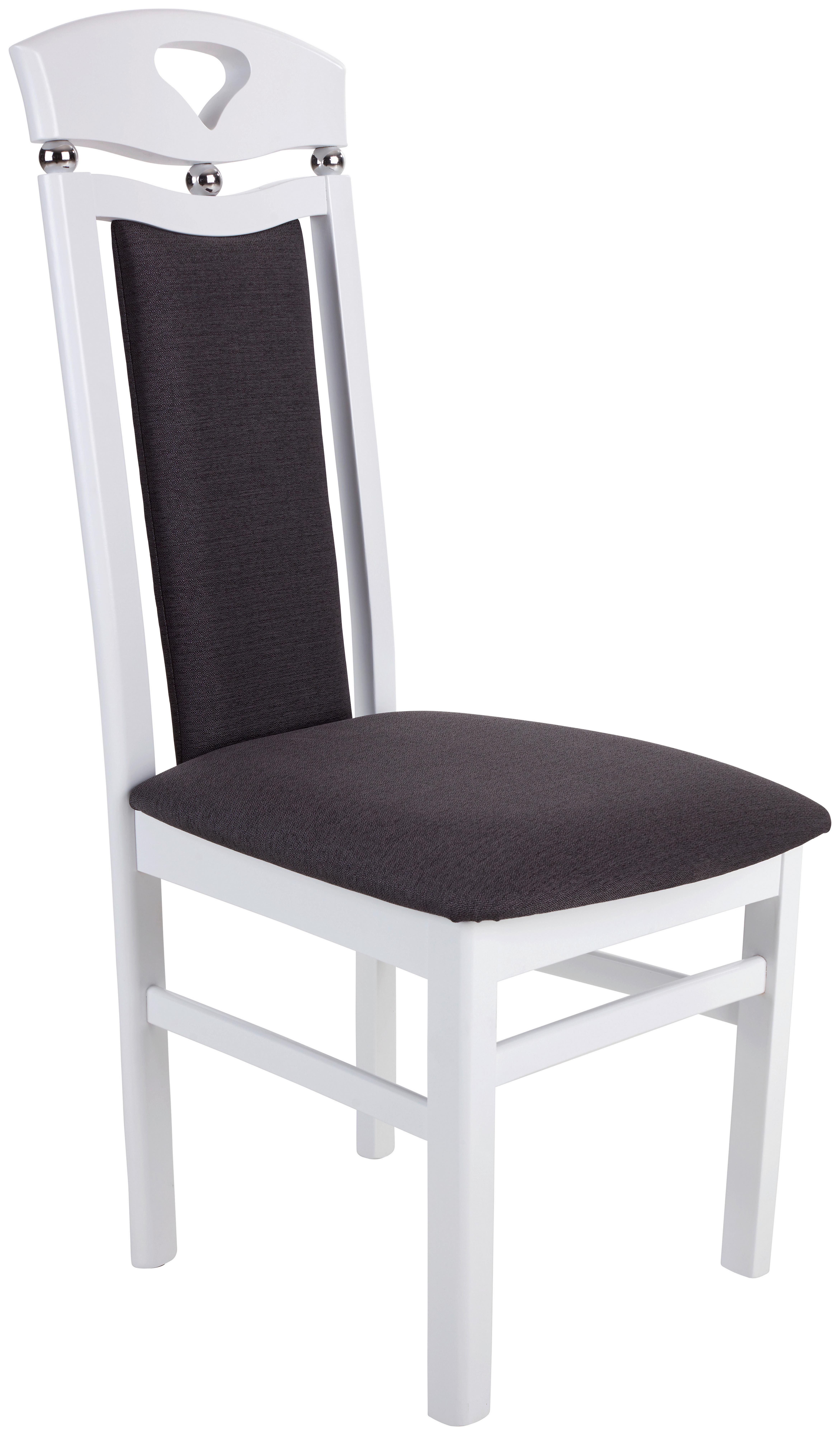 Esszimmerstuhl Berta Webstoff Schwarz Gepolstert, Beine Weiß - Schwarz/Weiß, KONVENTIONELL, Holz (45/103,5/49,5cm)