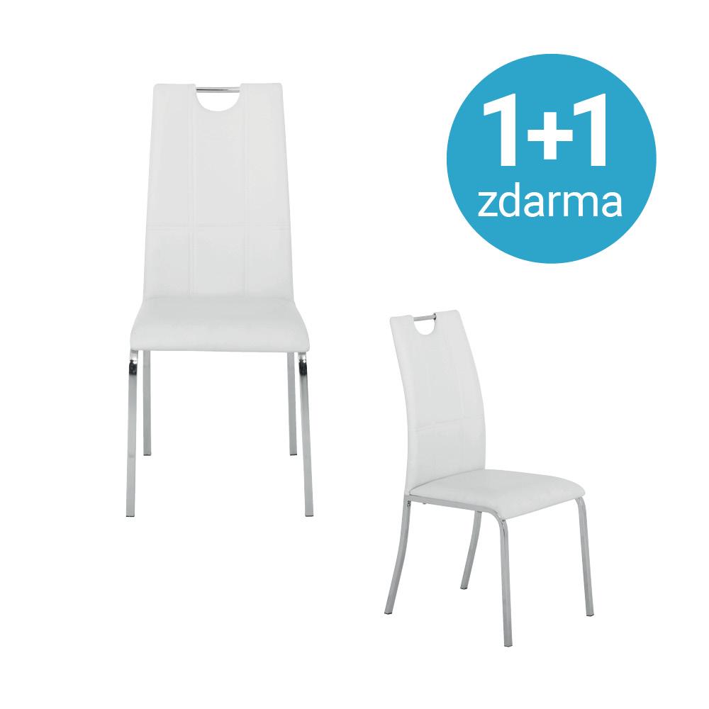 Židle Mandy 1+1 Zdarma (1*kus=2 Produkty) - bílá/barvy chromu, Konvenční, kov/textil (42/96/60cm)