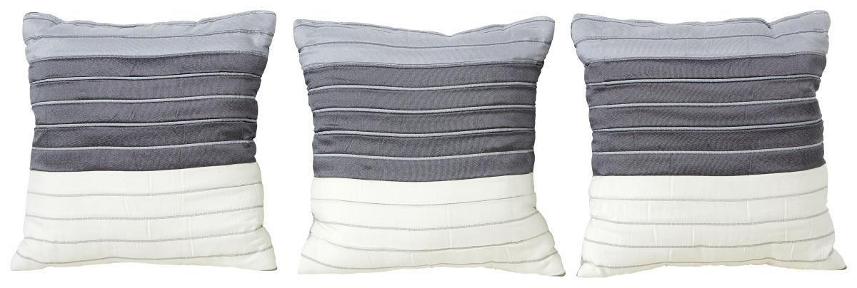 Zierkissen Columbia 3-Tlg. 40x40 cm Baumwolle Grau/Weiß - Weiß/Grau, KONVENTIONELL, Textil (40/40cm)